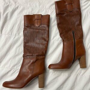 Barneys New York Brown Textured Heeled Boots